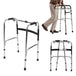 Elderly Folding Walker Thickened Crossbar Silver Black Portable Folding Walker Stainless Steel Height Adjustment for Daily Use