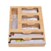 Bamboo Organizer Wall Mount Wood Multi Layer Plastic Wrap Dispenser Cutter Cling Film Holder Storage Box Kitchen Accessories
