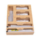 Bamboo Organizer Wall Mount Wood Multi Layer Plastic Wrap Dispenser Cutter Cling Film Holder Storage Box Kitchen Accessories